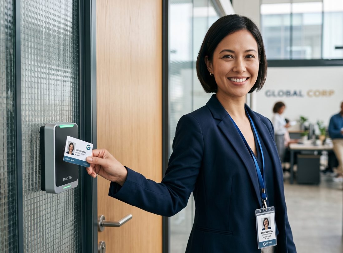 Contrôle d'accès par badge CrecardShop dans un environnement de bureau
